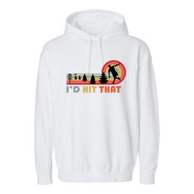 ID Hit That Funny Disc Golf Vintage Frisbee Dad Golfer Garment-Dyed Fleece Hoodie