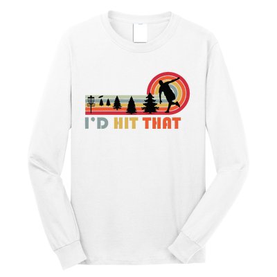 ID Hit That Funny Disc Golf Vintage Frisbee Dad Golfer Long Sleeve Shirt