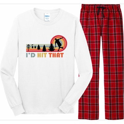 ID Hit That Funny Disc Golf Vintage Frisbee Dad Golfer Long Sleeve Pajama Set