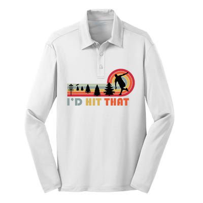 ID Hit That Funny Disc Golf Vintage Frisbee Dad Golfer Silk Touch Performance Long Sleeve Polo