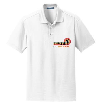 ID Hit That Funny Disc Golf Vintage Frisbee Dad Golfer Dry Zone Grid Polo