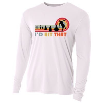 ID Hit That Funny Disc Golf Vintage Frisbee Dad Golfer Cooling Performance Long Sleeve Crew