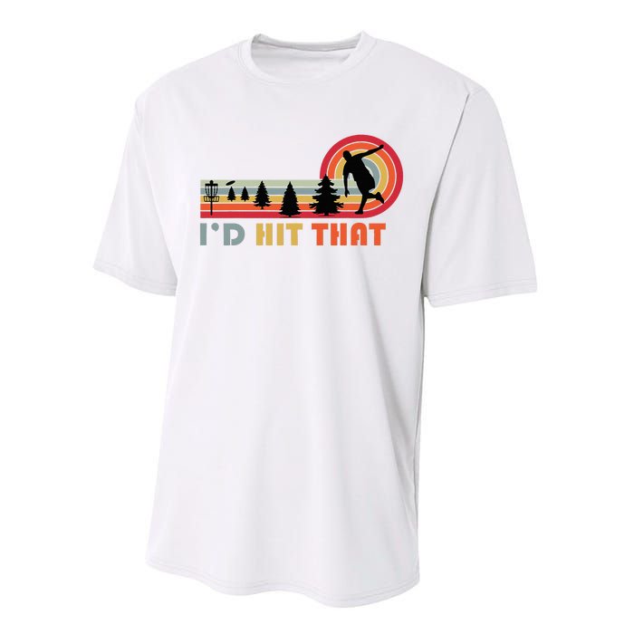 ID Hit That Funny Disc Golf Vintage Frisbee Dad Golfer Performance Sprint T-Shirt