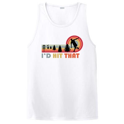 ID Hit That Funny Disc Golf Vintage Frisbee Dad Golfer PosiCharge Competitor Tank