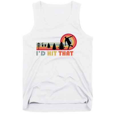 ID Hit That Funny Disc Golf Vintage Frisbee Dad Golfer Tank Top