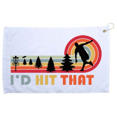 ID Hit That Funny Disc Golf Vintage Frisbee Dad Golfer Grommeted Golf Towel