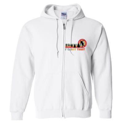 ID Hit That Funny Disc Golf Vintage Frisbee Dad Golfer Full Zip Hoodie