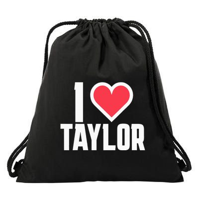 I Heart Taylor Love Design Drawstring Bag