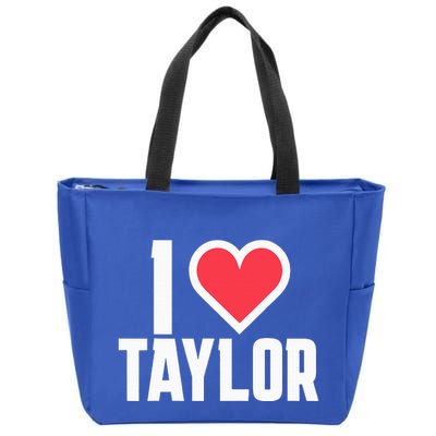I Heart Taylor Love Design Zip Tote Bag