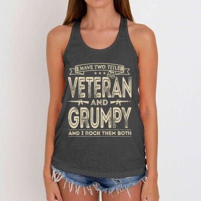 I have two titles Veteran and Grumpy Funny Proud US Army Women's Knotted Racerback Tank