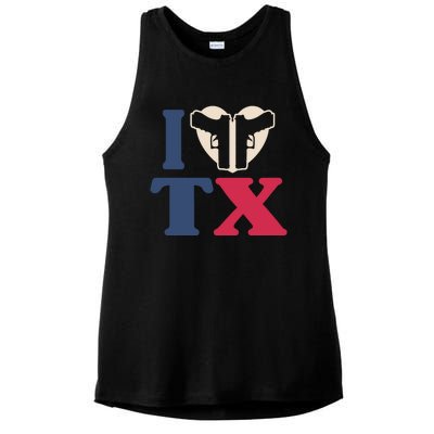 I Heart Texas Tx Love Pro Usa 2nd Adt Pro Gun Gift Ladies PosiCharge Tri-Blend Wicking Tank