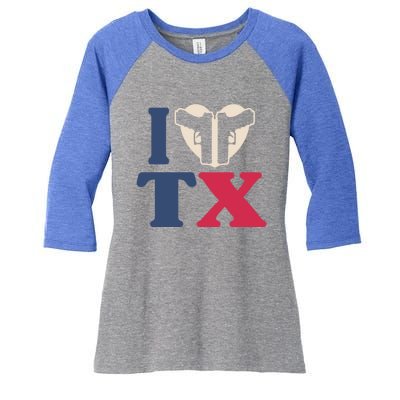 I Heart Texas Tx Love Pro Usa 2nd Adt Pro Gun Gift Women's Tri-Blend 3/4-Sleeve Raglan Shirt