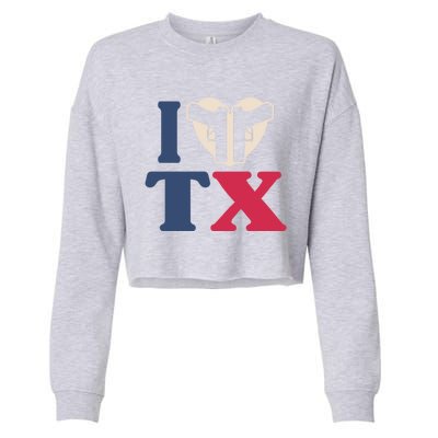 I Heart Texas Tx Love Pro Usa 2nd Adt Pro Gun Gift Cropped Pullover Crew