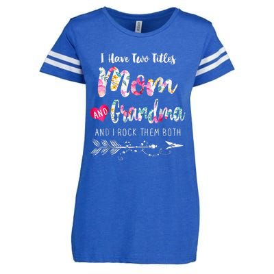 I Have Two Titles Mom And Grandma Floral Enza Ladies Jersey Football T-Shirt