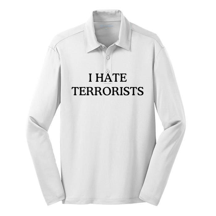 I Hate Terrorists Silk Touch Performance Long Sleeve Polo