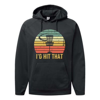 I'd Hit That Funny Disc Golf Vintage Frisbee Disc Sport Performance Fleece Hoodie