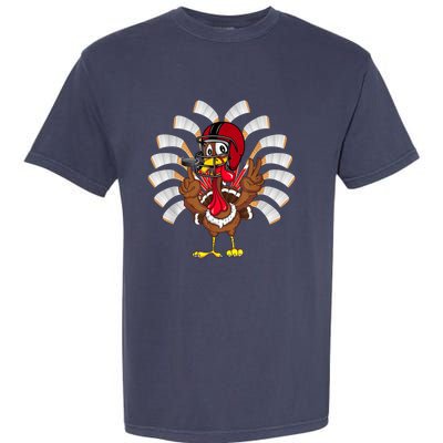 Ice Hockey Thanksgiving Turkey Playing Hockey Garment-Dyed Heavyweight T-Shirt