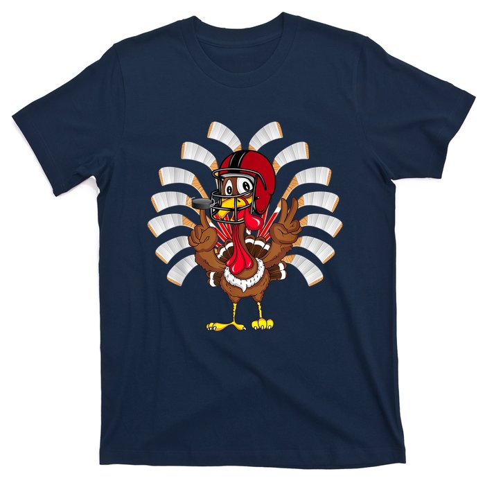 Ice Hockey Thanksgiving Turkey Playing Hockey T-Shirt