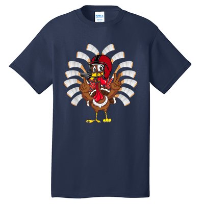 Ice Hockey Thanksgiving Turkey Playing Hockey Tall T-Shirt