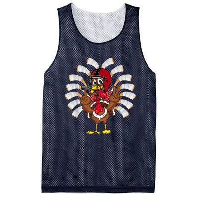 Ice Hockey Thanksgiving Turkey Playing Hockey Mesh Reversible Basketball Jersey Tank