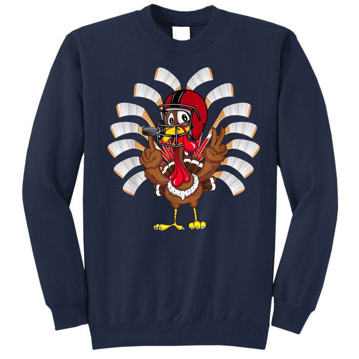 Ice Hockey Thanksgiving Turkey Playing Hockey Tall Sweatshirt