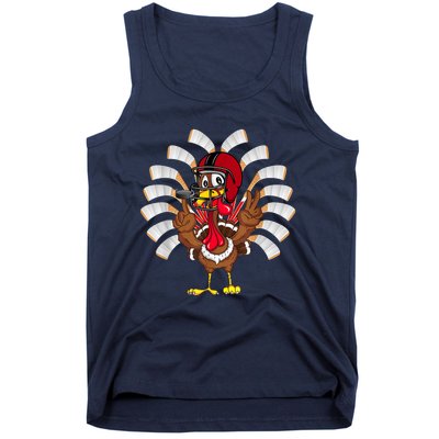 Ice Hockey Thanksgiving Turkey Playing Hockey Tank Top