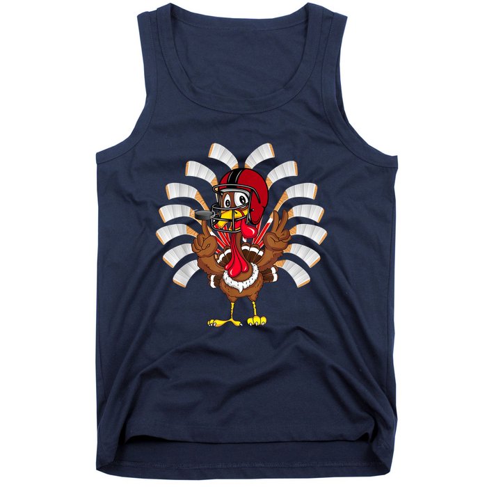 Ice Hockey Thanksgiving Turkey Playing Hockey Tank Top