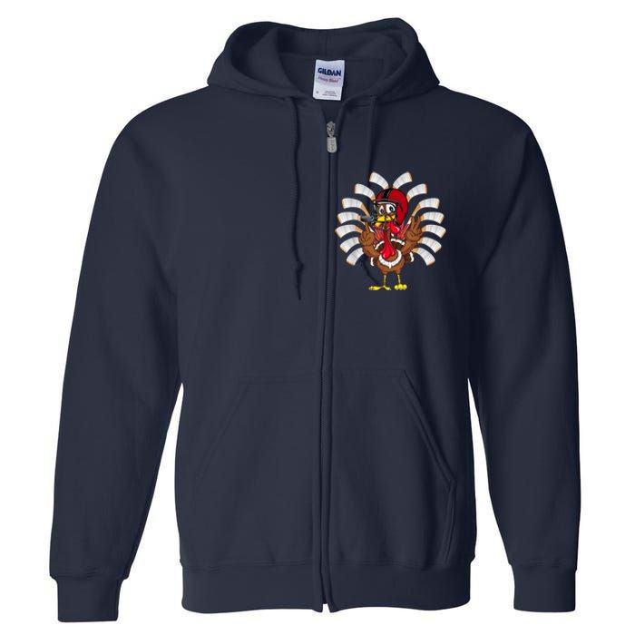 Ice Hockey Thanksgiving Turkey Playing Hockey Full Zip Hoodie