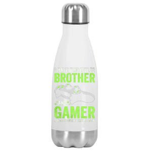 I Have Two Titles Brother And Gamer Video Games Brother Great Gift Stainless Steel Insulated Water Bottle