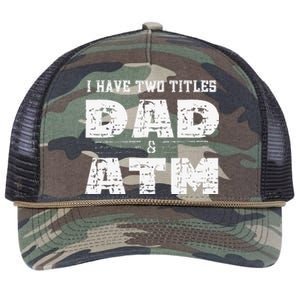 I Have Two Titles Dad & Atm Fathers Day Retro Rope Trucker Hat Cap