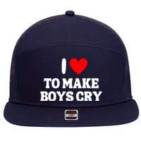 I Heart To Make Boys Cry Funny Red Heart Love Girls 7 Panel Mesh Trucker Snapback Hat