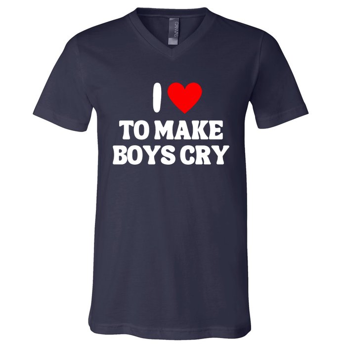 I Heart To Make Boys Cry Funny Red Heart Love Girls V-Neck T-Shirt