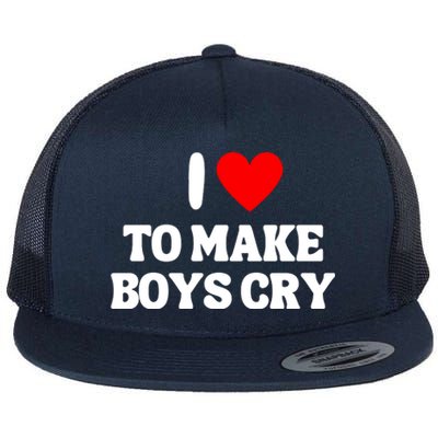 I Heart To Make Boys Cry Funny Red Heart Love Girls Flat Bill Trucker Hat