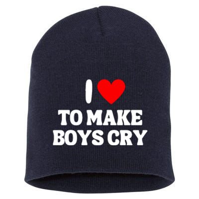 I Heart To Make Boys Cry Funny Red Heart Love Girls Short Acrylic Beanie