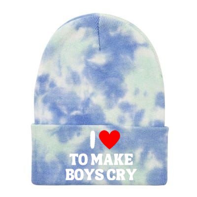 I Heart To Make Boys Cry Funny Red Heart Love Girls Tie Dye 12in Knit Beanie