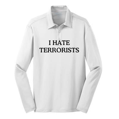 I Hate Terrorists Silk Touch Performance Long Sleeve Polo