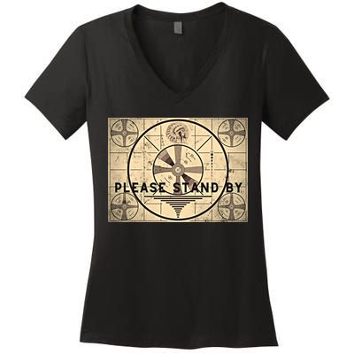 Indian Head TV Test Pattern Old Television Color Bars Women's V-Neck T-Shirt