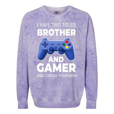 I Have Two Titles Brother And Gamer Boy Gamer Birthday Colorblast Crewneck Sweatshirt