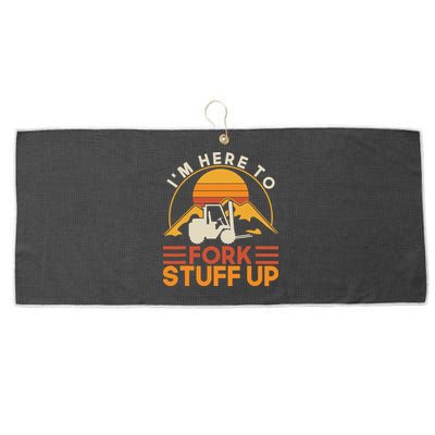 Im Here To Fork Stuff Up Forklift Driver Forklift Large Microfiber Waffle Golf Towel