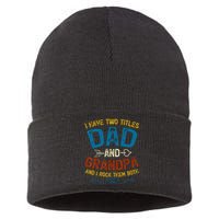 I Have Two Titles Dad And Grandpa Fathers Day Vintage Funny Sustainable Knit Beanie