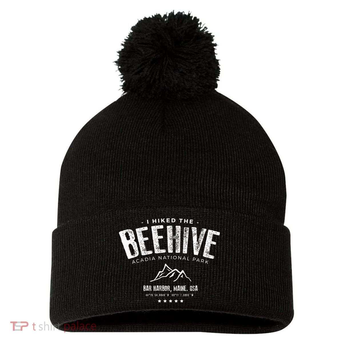 I Hiked The Beehive Trail Acadia National Park Pom Pom 12in Knit Beanie