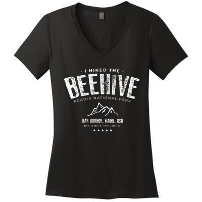 I Hiked The Beehive Trail Acadia National Park Women's V-Neck T-Shirt