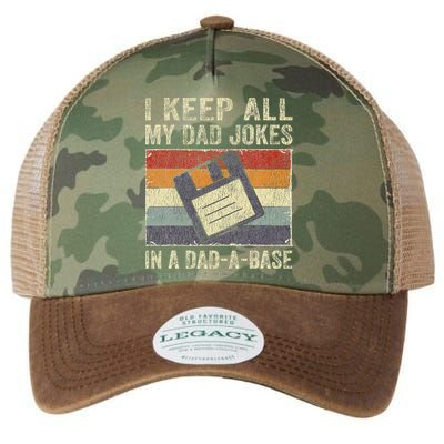 I Keep All My Dad Jokes In A Dad-A-Base Vintage Father Dad Legacy Tie Dye Trucker Hat