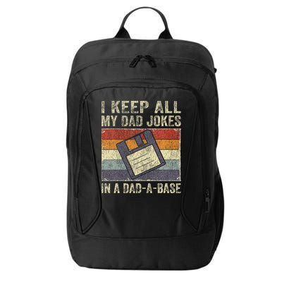 I Keep All My Dad Jokes In A Dad-A-Base Vintage Father Dad City Backpack
