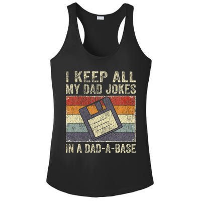 I Keep All My Dad Jokes In A Dad-A-Base Vintage Father Dad Ladies PosiCharge Competitor Racerback Tank
