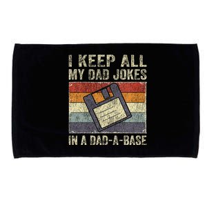 I Keep All My Dad Jokes In A Dad-A-Base Vintage Father Dad Microfiber Hand Towel