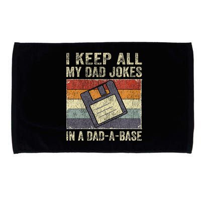 I Keep All My Dad Jokes In A Dad-A-Base Vintage Father Dad Microfiber Hand Towel
