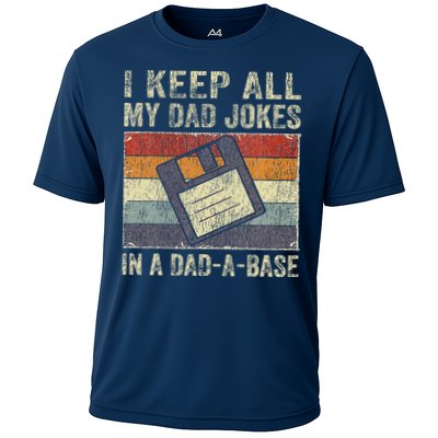 I Keep All My Dad Jokes In A Dad-A-Base Vintage Father Dad Performance Shirt