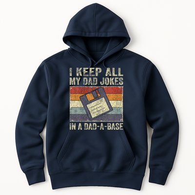 I Keep All My Dad Jokes In A Dad-A-Base Vintage Father Dad Hoodie