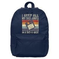 I Keep All My Dad Jokes In A Dad-A-Base Vintage Father Dad 16 in Basic Backpack
